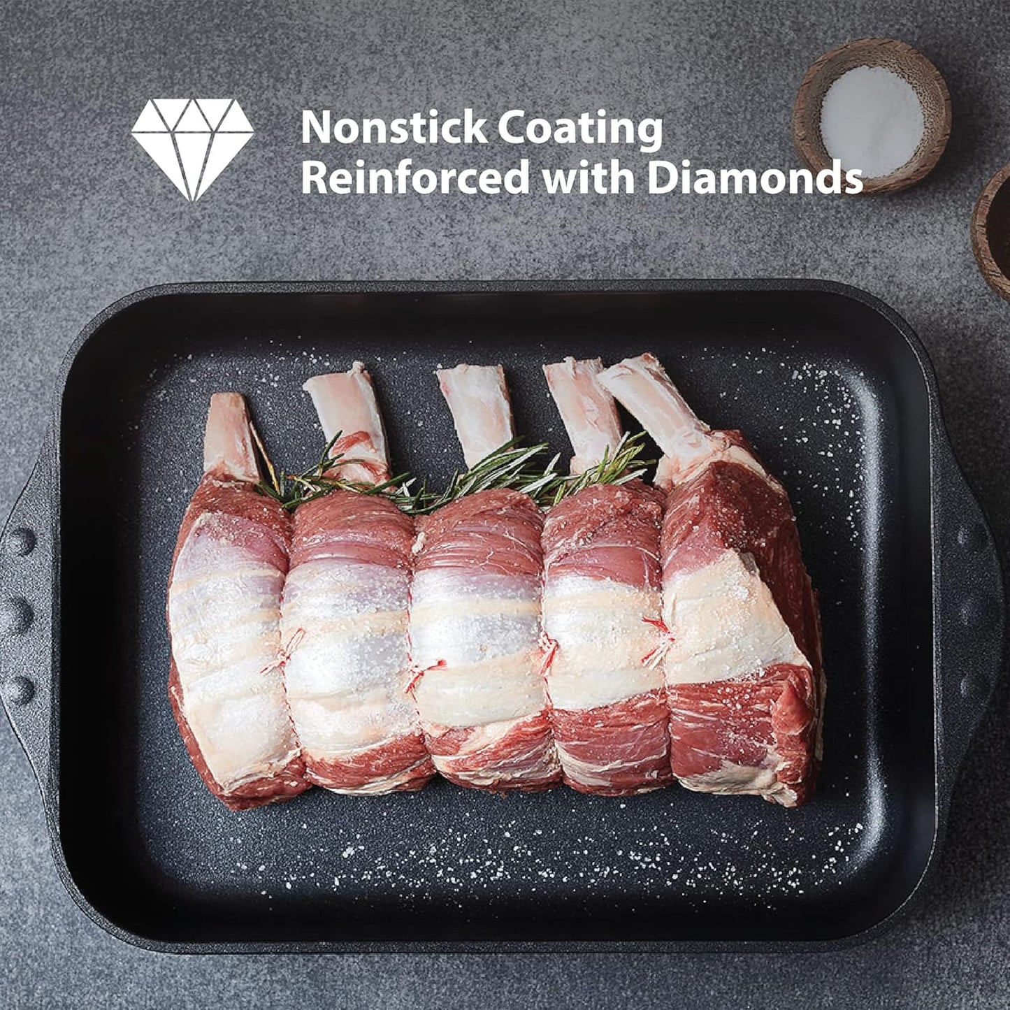 Swiss Diamond 11" (3.9 Qt) Wok HD Nonstick Induction Diamond Coated Aluminum Wok Dishwasher Safe and Oven Safe Wok, Grey