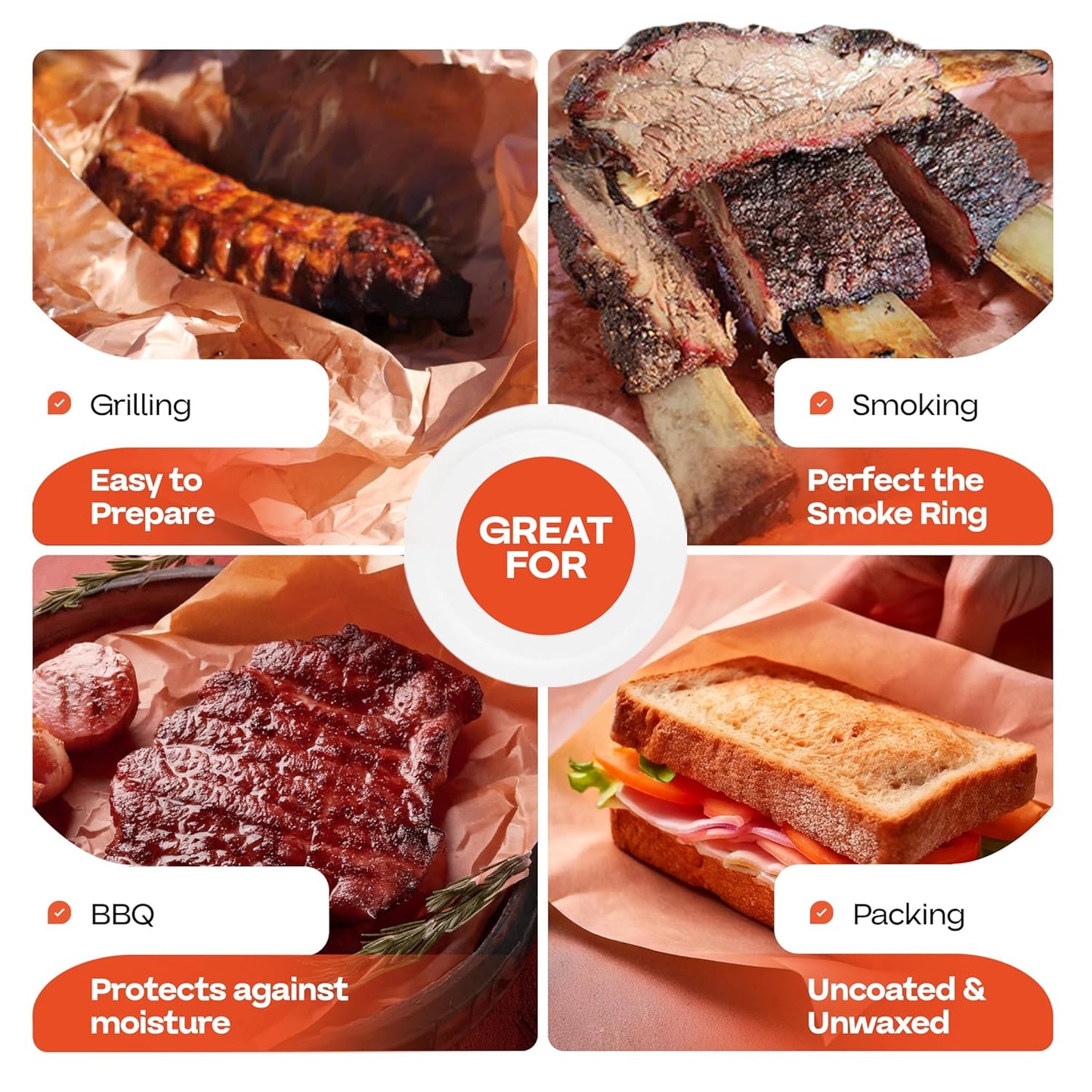 Peach Butcher Paper 36" x 2160" (180 feet) - USA-Made Natural Butcher Paper Roll for Meat and Fish - Uncoated, Unwaxed & Food-Grade Material for Smoking Meat, Grilling & BBQ by IDL Packaging