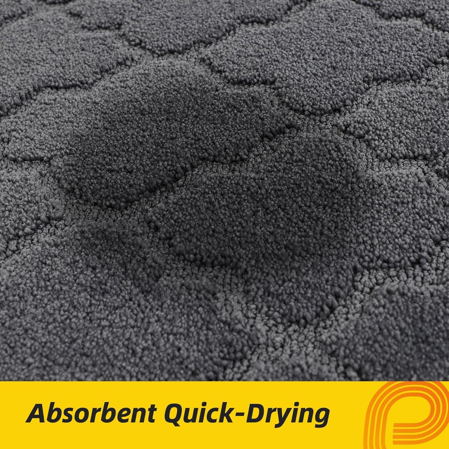 JSEI Kitchen Rugs, Non-Slip Kitchen Mats for Floor, Soft Washable Absorbent Kitchen Mats 2 Pieces, Kitchen Carpet Runner with TPR Backing, Polyester, 20”x32”+20”x48”, Dark Grey