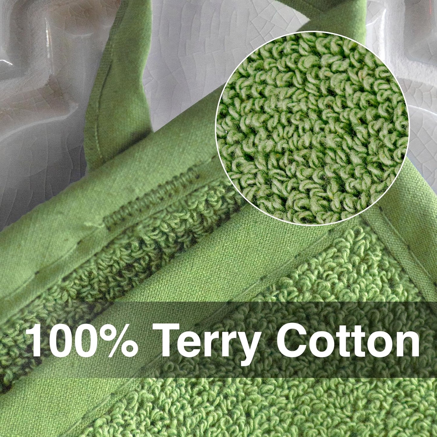 RITZ Terry Pocket Mitt & Hot Pad: Unparalleled Heat Resistant, Durable 100% Cotton – Ergonomically Designed for Optimal Grip – Easy-Care Machine Washable – 4-Pack, Cactus Green