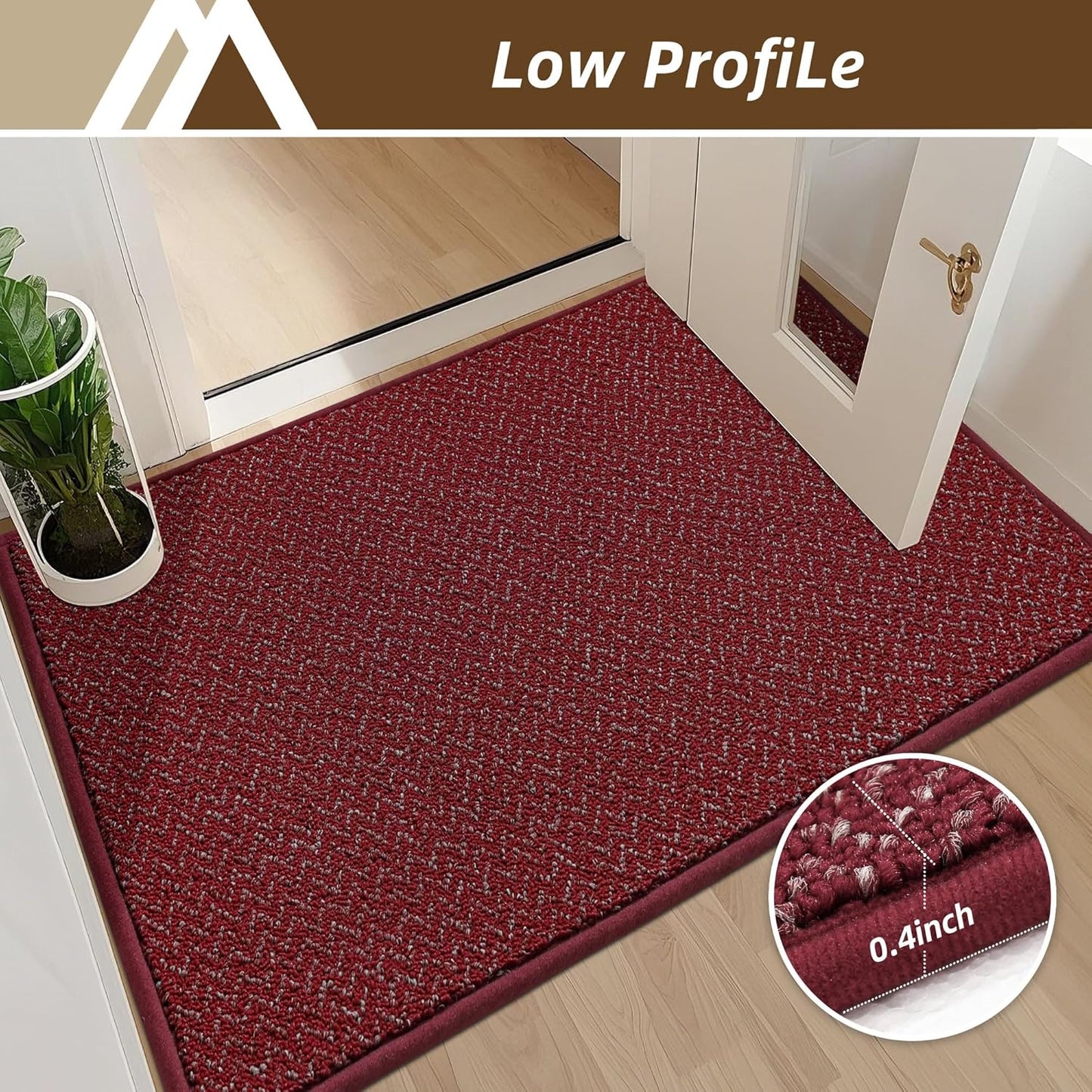 COSY HOMEER-Door-Mat 20" x 32" Non Slip Absorbent Entryway Rugs Dirt Trapper Doormats Washable Entrance Mats Low Pile Welcome Floor Mat for Front Back Door and Entry Mats,Red