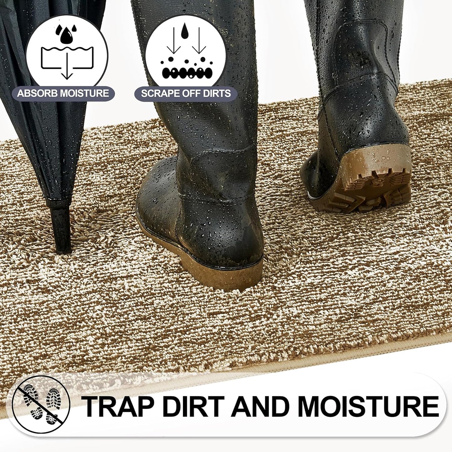 REFETONE Indoor Doormat, Front Door Mat 24"x36" Absorbent Rubber Backing Non Slip Back Door Mats, Washable Low-Profile Inside Floor Mat Door Rugs for Entryway, Resist Dirt Mud Mat for Dogs, Coffee