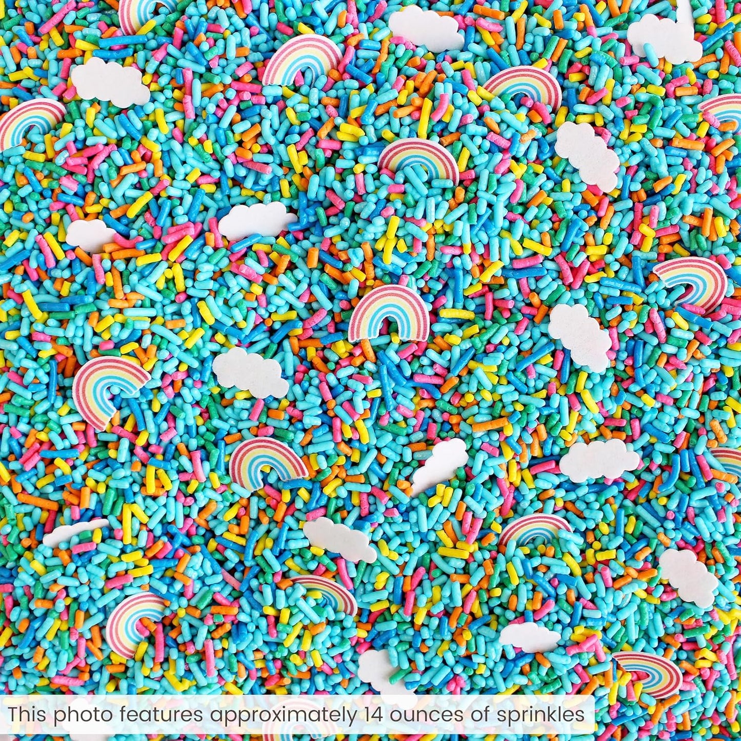 Sprinkle Pop You're My Rainbow Sprinkle Mix| Rainbow Sprinkles Heavy on Blue Jimmies with ~10 Rainbow and Clouds Wafer Papers| Birthday Sprinkles Made in USA for Decorating Cake Cupcakes Cookie, 2oz