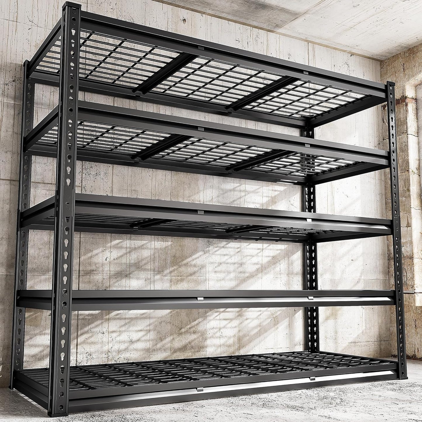 REIBII 48" W Garage Shelving 3000LBS Metal Shelving Heavy Duty Storage Shelves Adjustable Metal Shelf Industrial Pantry Shelves for Warehouse Garage Basement 48" W x 24" D x 72" H